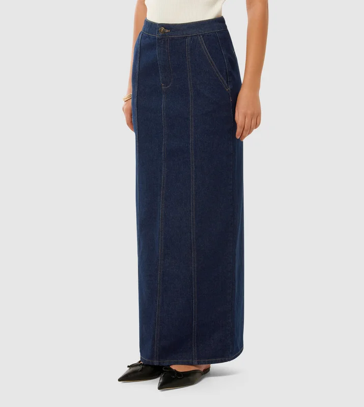 forever new  PHEOBE Paneled Denim Maxi Skirt for Women | Best Price UAE